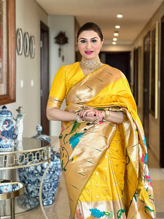 Royal yellow paithani saree