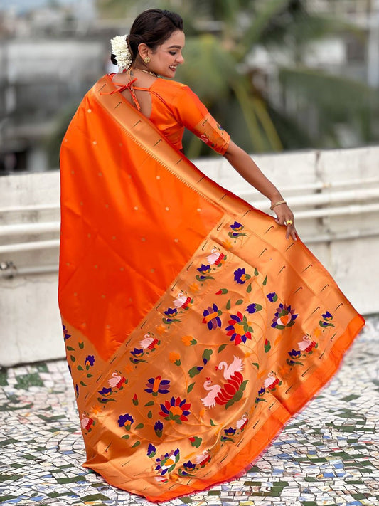 Flora gold pure paithani saree