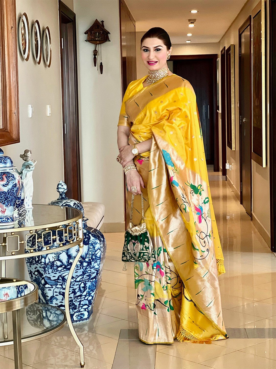 Royal yellow paithani saree